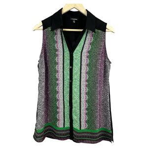 Le Chateau Sleeveless Sheer Button Down Blouse Size Medium